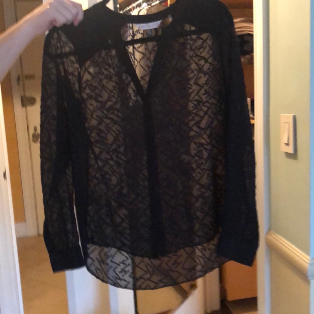 Rebecca Taylor black sheer blouse.